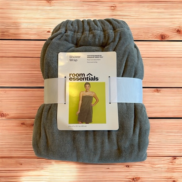 Room Essentials Shower Wrap Bath Wrap Terry Cloth Cotton Soft New with tags Gray - Picture 1 of 5